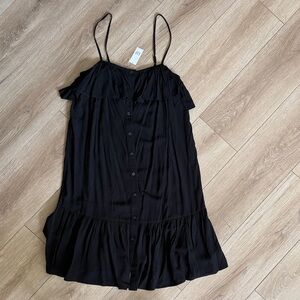 GAP Black Ruffle Button-Front Cami Dress.  NWT